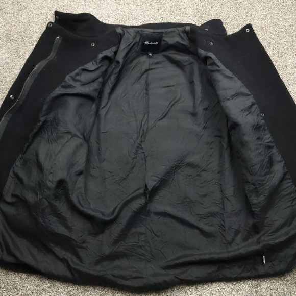 Madewell Coat Women's 4 Black Wool Blend Collared Jacket Zip Pockets‎ - Picture 6 of 12